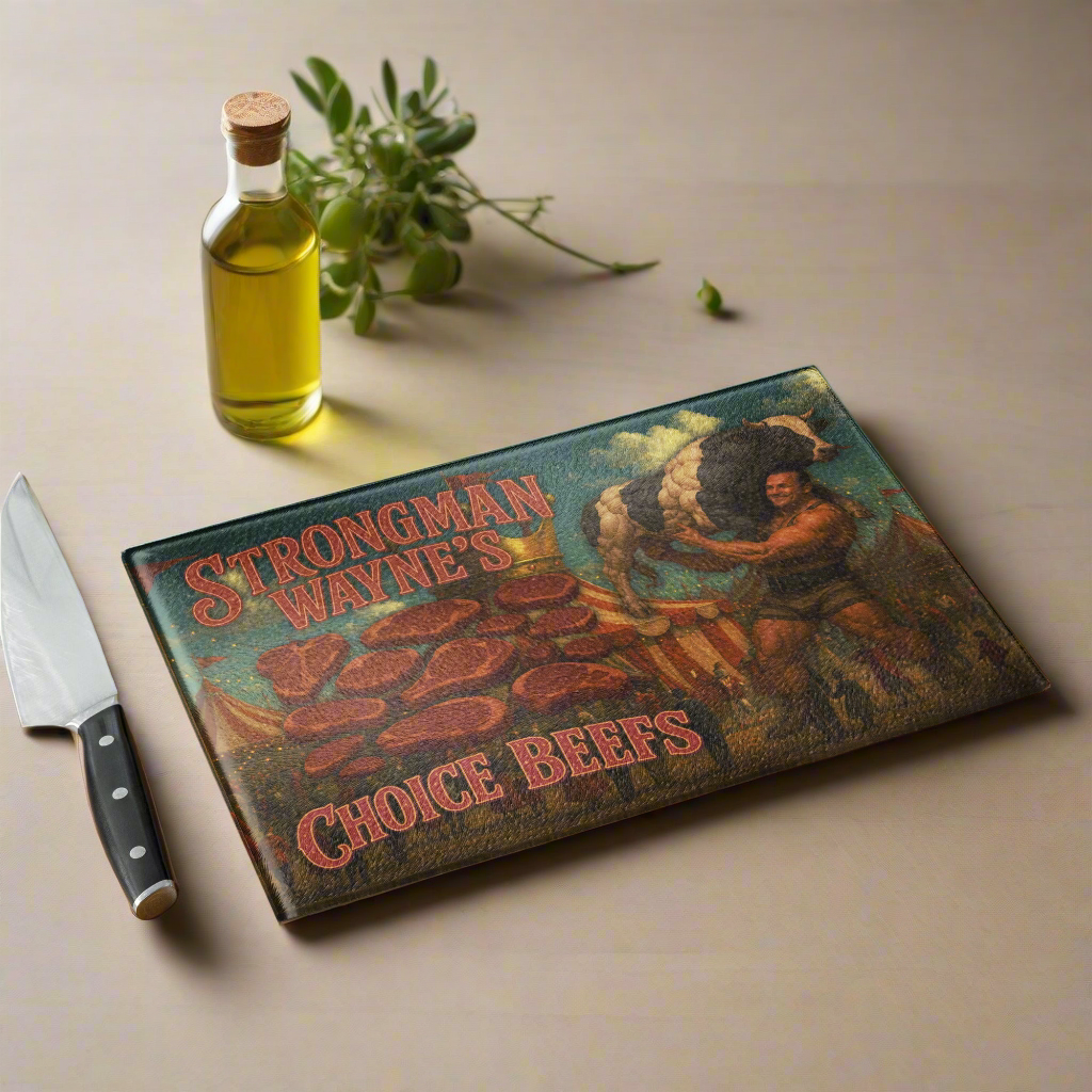 CarnieVille™ Choice Beefs Glass Cutting Board