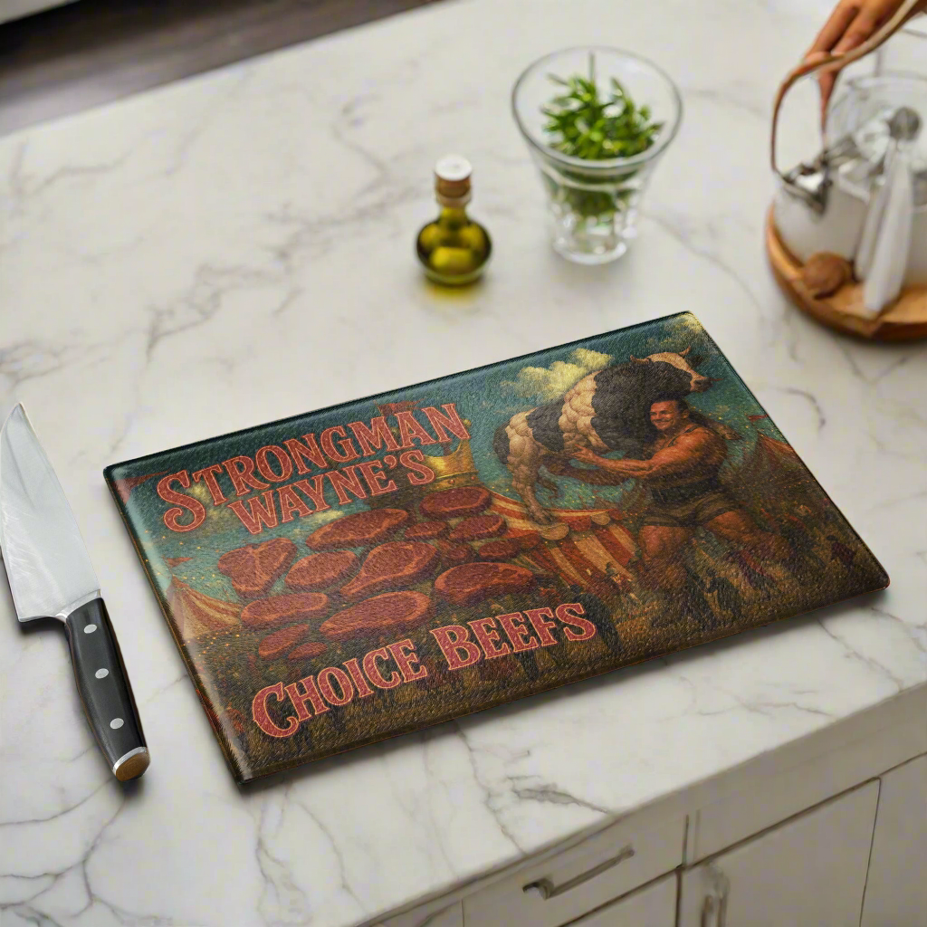CarnieVille™ Choice Beefs Glass Cutting Board